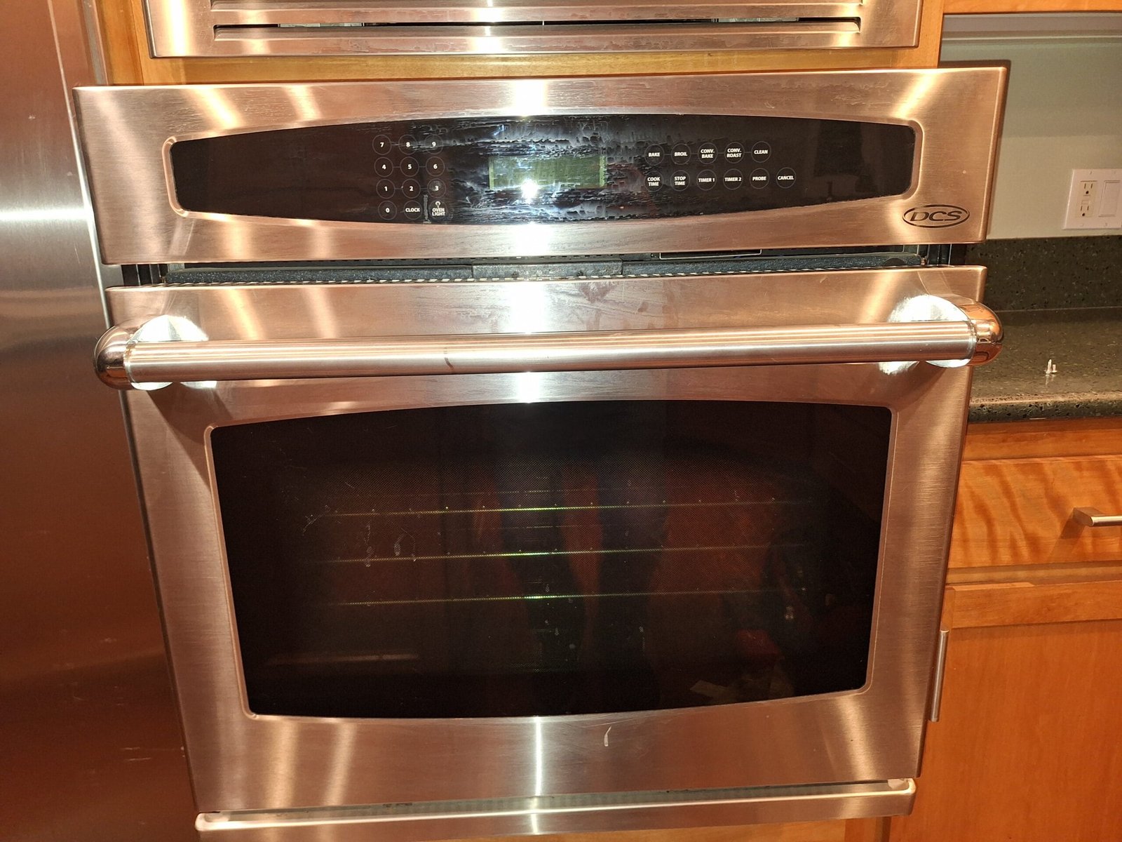 Stainless steel DCS wall oven with electronic control panel